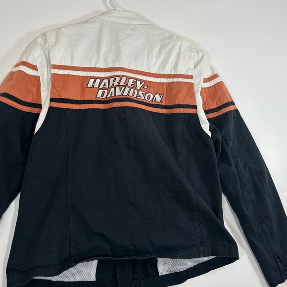 Harley Davidson Women's Size XL Motorcycle Riding Jacket Black Orange White Y2K - Picture 13 of 16